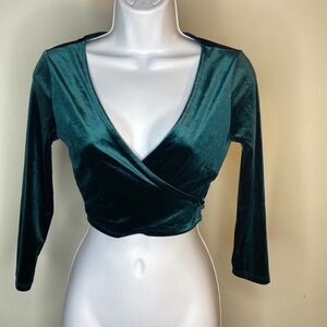 NEW…Peacock faux velvet crop shirt size S (small) from Forever21